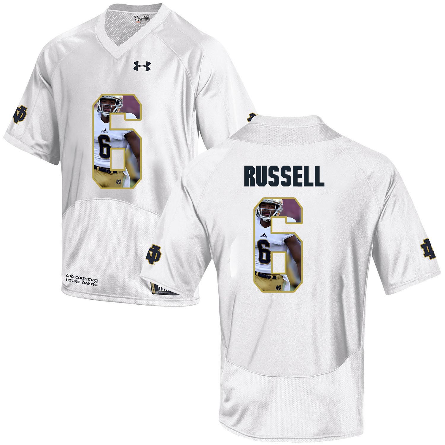 Men Norte Dame Fighting Irish #6 Russell White Fashion Edition Customized NCAA Jerseys